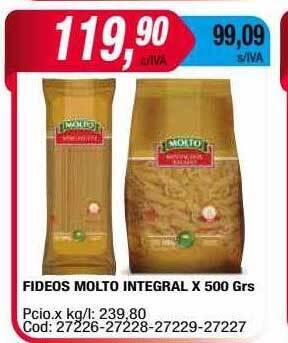 Maxiconsumo Fideos molto integral oferta