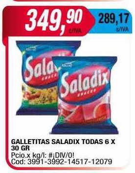 Maxiconsumo Galletitas saladix todas 6 oferta