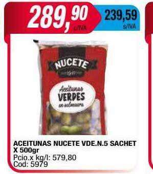 Maxiconsumo Aceitunas nucete vde. n.5 sachet oferta