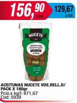 Maxiconsumo Aceitunas nucete vde.rell.d pack oferta