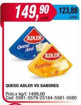 Maxiconsumo Queso adler vs sabores oferta