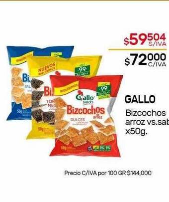 Nini Mayorista Gallo bizcochos arroz vs.sab oferta