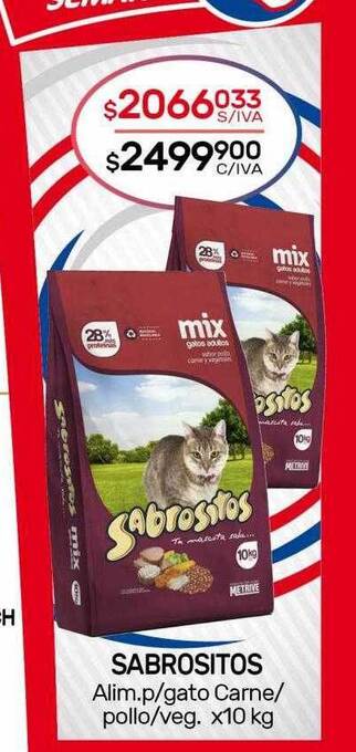 Nini Mayorista Sabrositos alim.p gato carne pollo veg. oferta