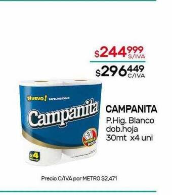 Nini Mayorista Campanita p.hig. blanco dob.hoja oferta