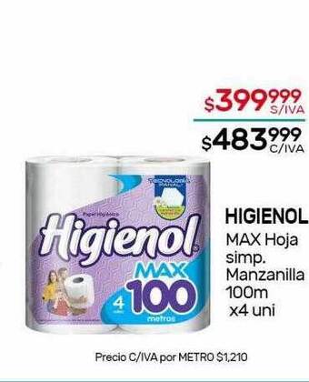 Nini Mayorista Higienol max hoja simp. manzanilla oferta
