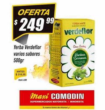 Supermercados Comodin Yerba verdeflor varios sabores oferta