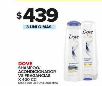 Carrefour Maxi Dove shampoo acondicionador vs fragancias oferta