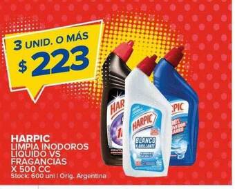 Carrefour Maxi Harpic limpia inodoros liquido vs fragancias oferta