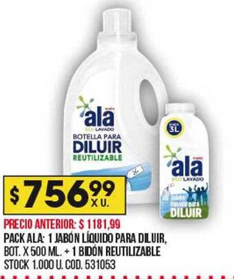 Coto Pack ala 1 jabón líquido para diluir + 1 bidón reutilizable oferta