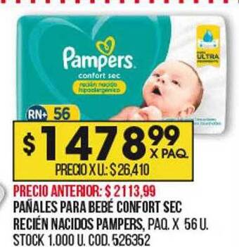 Coto Pañales para bebé confort sec recién nacidos pampers oferta