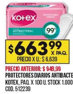 Coto Protectores diarios antibacterial kotex oferta