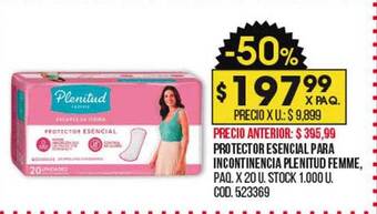 Coto Protector esencial para incontinencia plenitud femme oferta