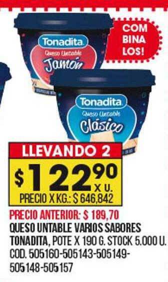 Coto Queso untable varios sabores tonadita oferta