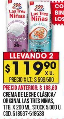 Coto Crema de leche clásica original las tres niñas oferta