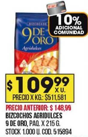 Coto Bizcochos agridulces 9 de oro oferta