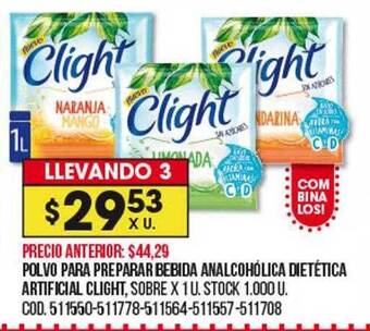 Coto Polvo para preparar bebida analcohólica dietética artificial clight oferta
