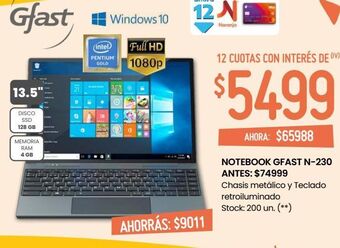 Changomas Notebook gfast n-230 oferta