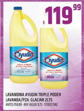 Supermercados Todo Lavandina Ayudín Triple Poder Lavanda Pza. Glaciar 2lts oferta