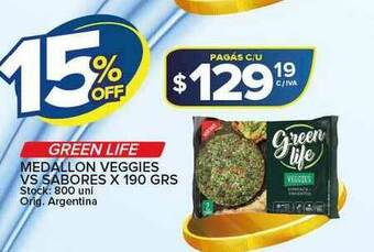 Carrefour Maxi Green Life Medallon Veggies Vs Sabores x190 grs oferta