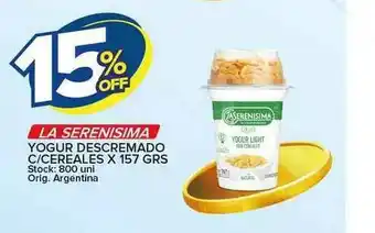 Carrefour Maxi La Serenisima Yogur Descremado C Cereales x157 grs oferta