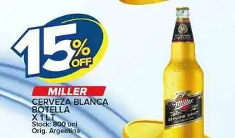 Carrefour Maxi Miller Cerveza Blanca x1 Lt oferta