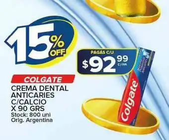 Carrefour Maxi Colgate Crema Dental Anticaries C Calcio x90 grs oferta