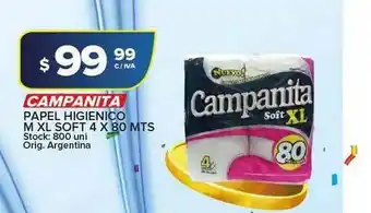 Carrefour Maxi Campanita Papel Higienico M Xl Soft 4x80 mts oferta