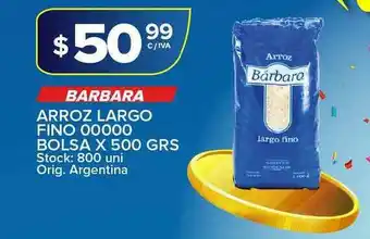Carrefour Maxi Barbara Arroz Largo Fino 00000 Bolsa x500 grs oferta