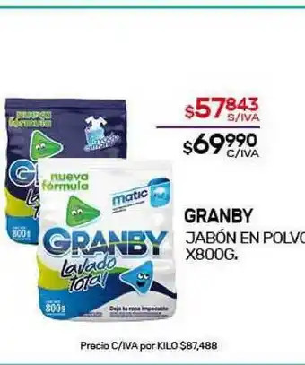Nini Mayorista Granby Jabon En Polvo x800 g oferta
