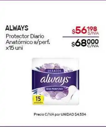 Nini Mayorista Always Protector Diario Anatomico S-perf x15 uni oferta