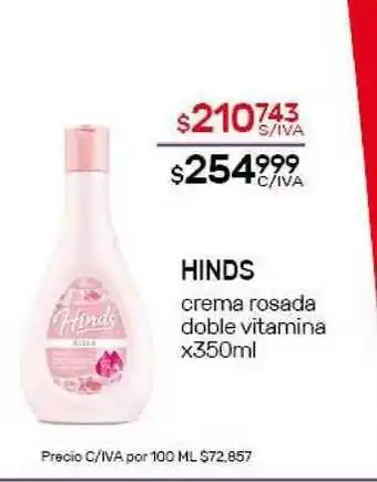 Nini Mayorista Hinnds Crema Rosada Doble Vitamina x350 ml oferta