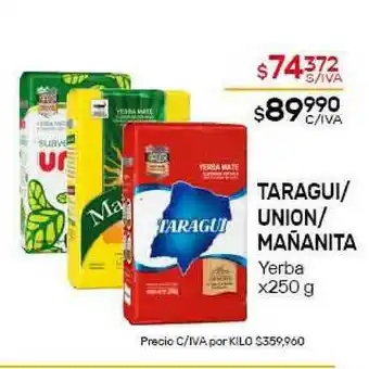 Nini Mayorista Taragui- Union- Mañanita x250 g oferta