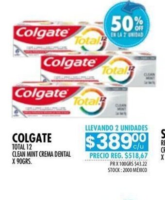 Pigmento Colgate Total 12 Clean Mint Crema Dental oferta