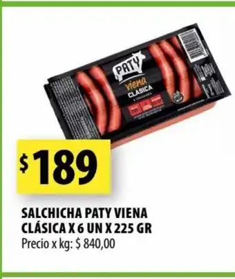 Punto Mayorista Salchicha Paty Viena Clásica x6 un x225gr oferta