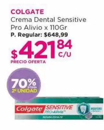Punto de Salud Colgate crema dental sensitive pro alivio 80% dto en 2° unidad oferta
