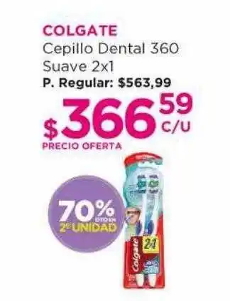Colgate cepillo dental 360 suave 70% dto en 2° unidad