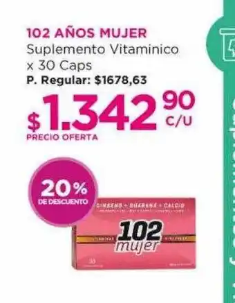 102 años mujer suplemento vitaminico 20% de descuento