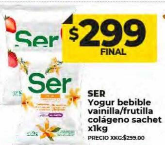 Supermayorista Vital Ser yogur bebible vainilla frutilla colágeno sachet oferta