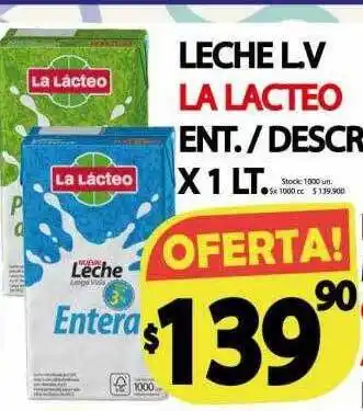 Supermercados Mariano Max Leche l.v la lacteo ent. descr oferta