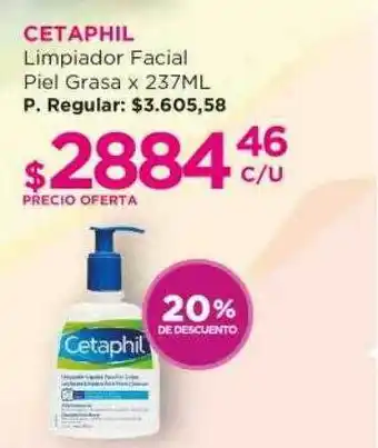 Punto de Salud Cetaphil limpiador facial piel grasa 20% de descuento oferta