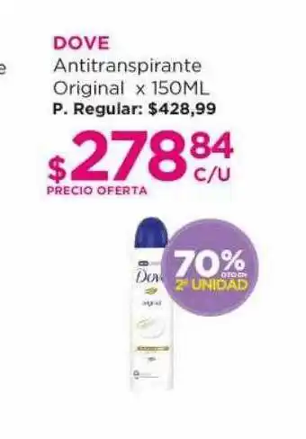 Punto de Salud Dove antitranspirante original 70% dto en 2° unidad oferta