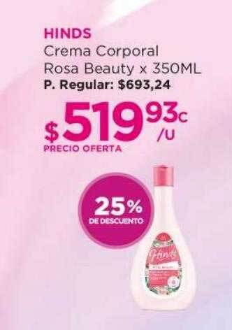 Punto de Salud Hinds crema corporal rosa beauty 25% de descuento oferta