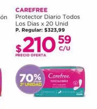 Carefree protector diario todos los dias 70% dto en 2° unidad