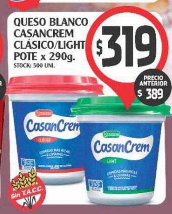 Queso blanco casancrem clásico-light pote