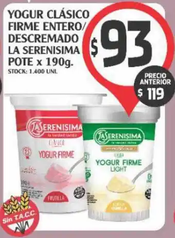 Supermercados Malambo Yogur clásico firme entero-descremado la serenisima pote oferta