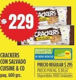 Supermercados Vea Crackers con salvado cuisine & co oferta