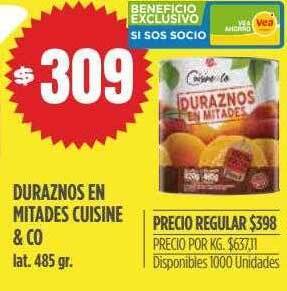 Supermercados Vea Duraznos en mitades cuisine & co oferta