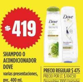 Supermercados Vea Shampoo o acondicionador dove oferta