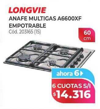Naldo Lombardi Longvie anafe multigas a6600xf empotrable oferta