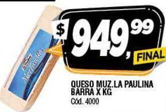 Supermercados Yaguar Queso muz la paulina barra oferta